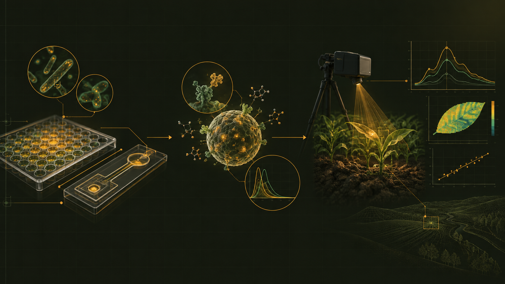 Illustration: biological sensing moving from the lab into the field, where decisions are made